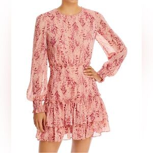 Aqua Floral Tiered Mini Dress, Size Small